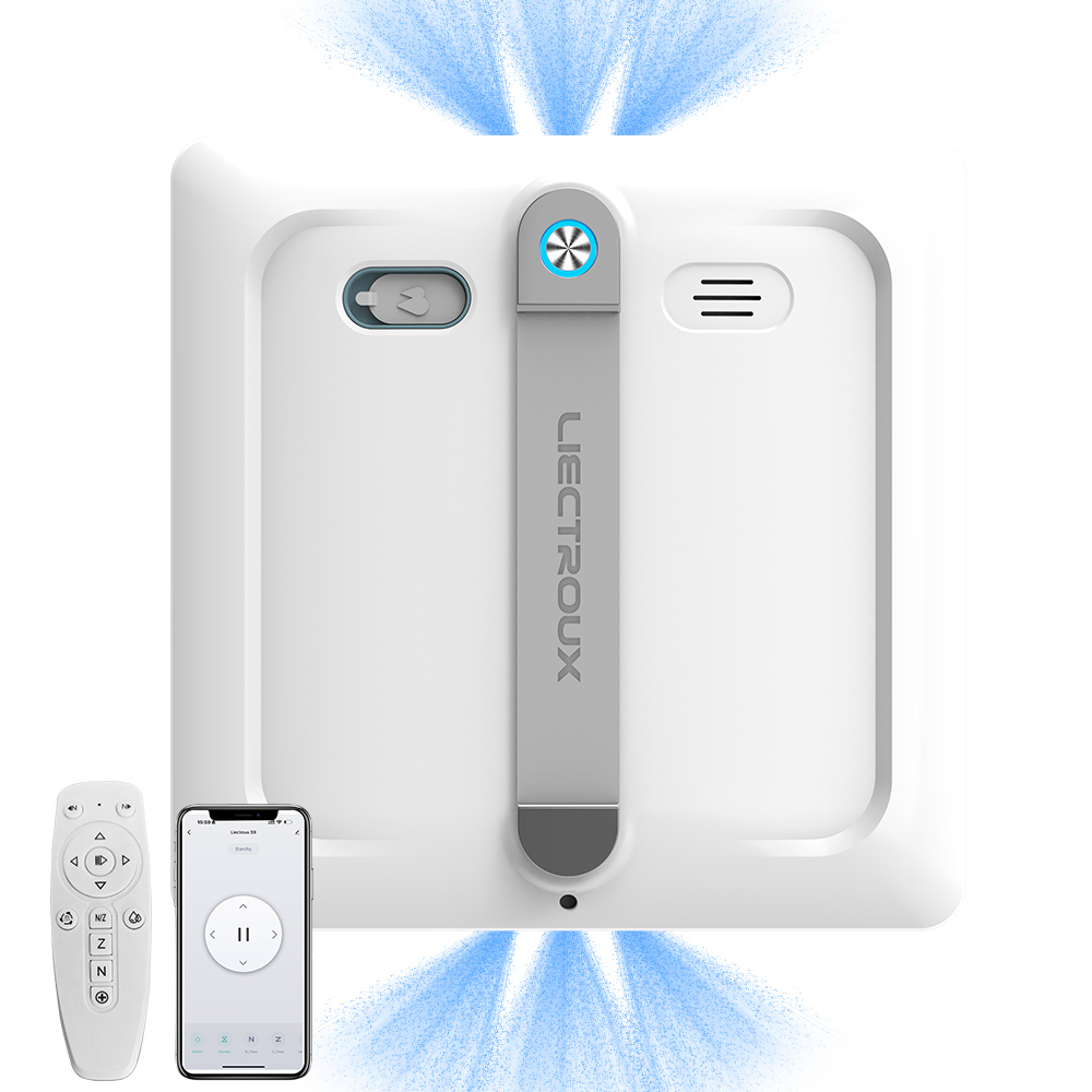 Liectroux S9 Window Cleaning Robot, Dual Roller Brushes, 6-way Water Spray, 9000Pa Suction, Remote and App Control