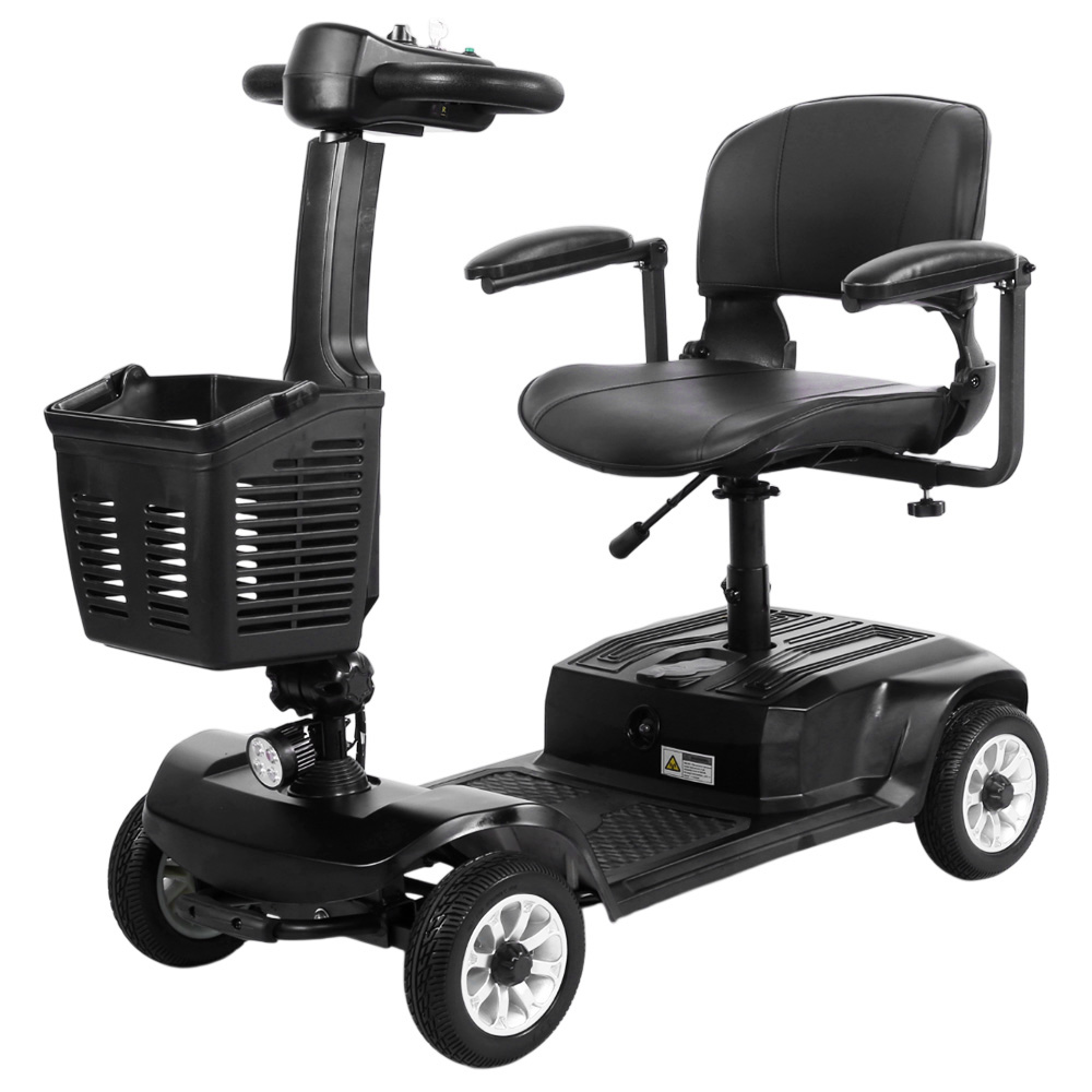 Unificare Lucas Pro Four-wheeled Scooter, 180W Motor, 24V 12Ah Battery, 8 inch Tires, 6km/h Max Speed, 20km Range, Magnetic Brake, 190kg Max Load - Black