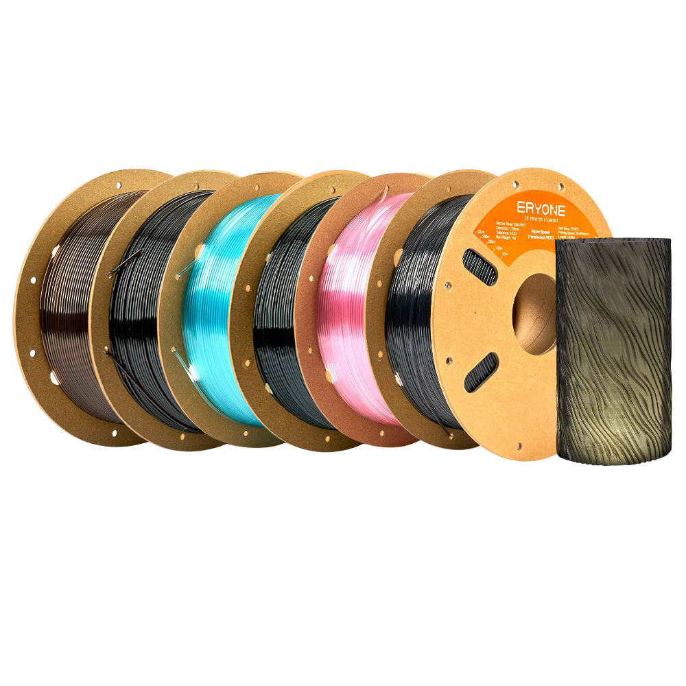6kg ERYONE High Speed Translucent PETG Filament, 1kg Smoky + 1kg Tan + 1kg Dark Green + 1kg Pink + 1kg Grey + 1kg Sky Blue