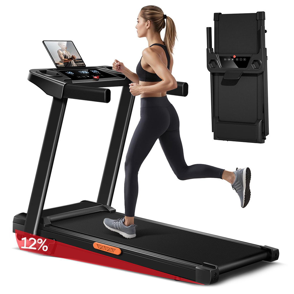 ROBORE SF20 Treadmill with 12% Incline, Electric Treadmill 12KM/H, Foldable Treadmill for home with 3.0 HP Motor and LED Display, Maximum Load 136KG - Black