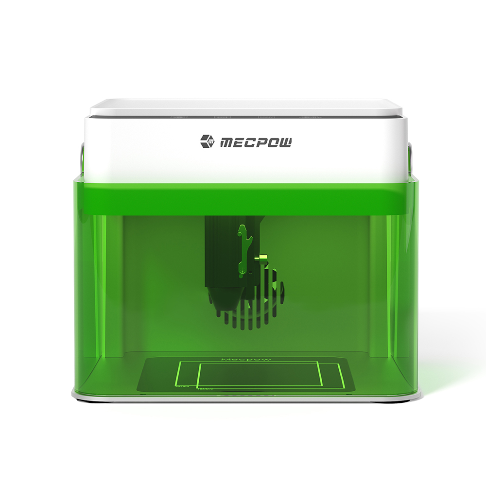Mecpow M1 5W Laser Engraver, 0.01 mm Accuracy, 10000 mm/min, 100 x 100 mm Engraving Area, WIFI & USB & TF Card Connections - White and Green