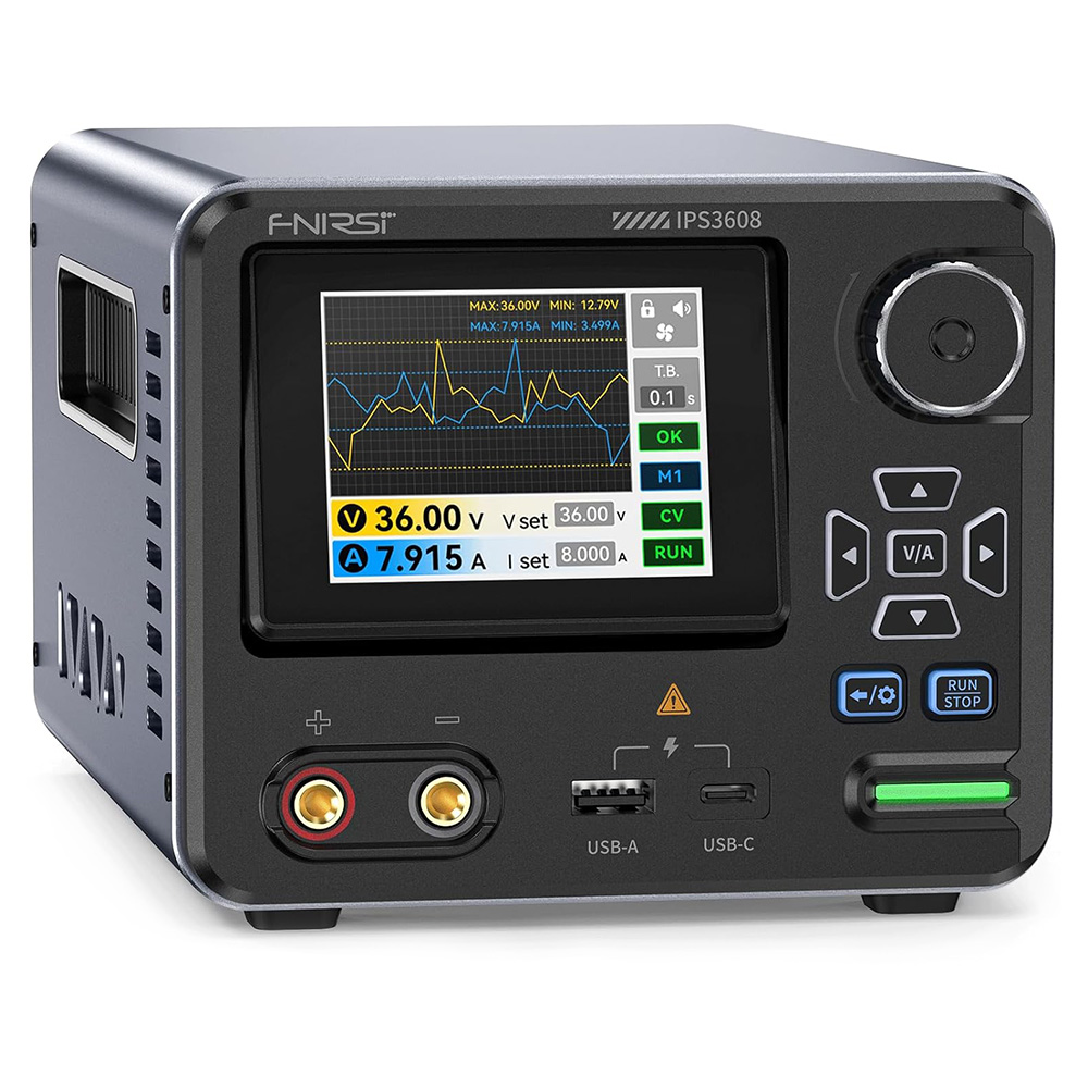 FNIRSI  IPS3608  AC-DC Intelligent Digital Control Power Supply, 10mV Ultra-Low Ripple, 2.8-inch TFT Display, PD/QC Fast Charge, US Plug