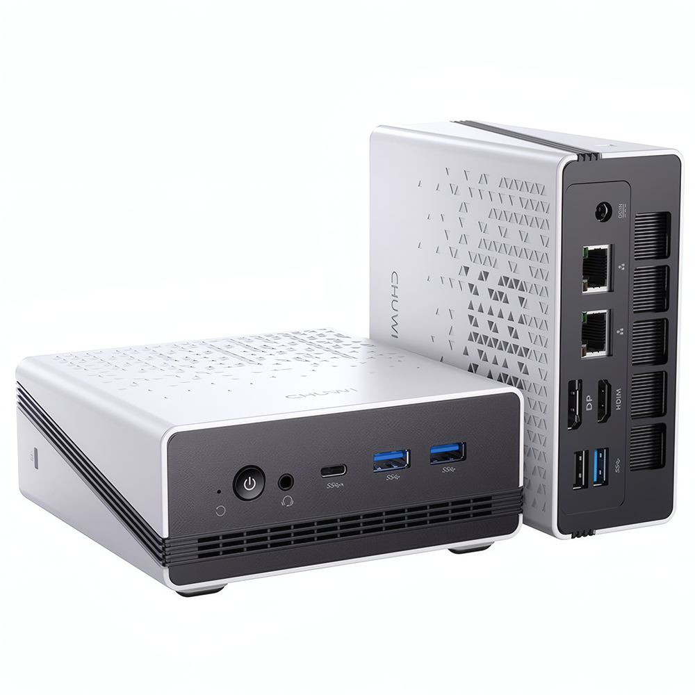 CHUWI UBox Mini PC, AMD Ryzen 5 7430U 6 Cores Max 4.3GHz, 16GB RAM 512GB SSD, Full-featured USB-C + HDMI + DP 4K Triple Display, WiFi 6 Bluetooth 5.2, 2*USB3.2, 2*USB2.0, 2*2.5G LAN, 1*Audio Jack