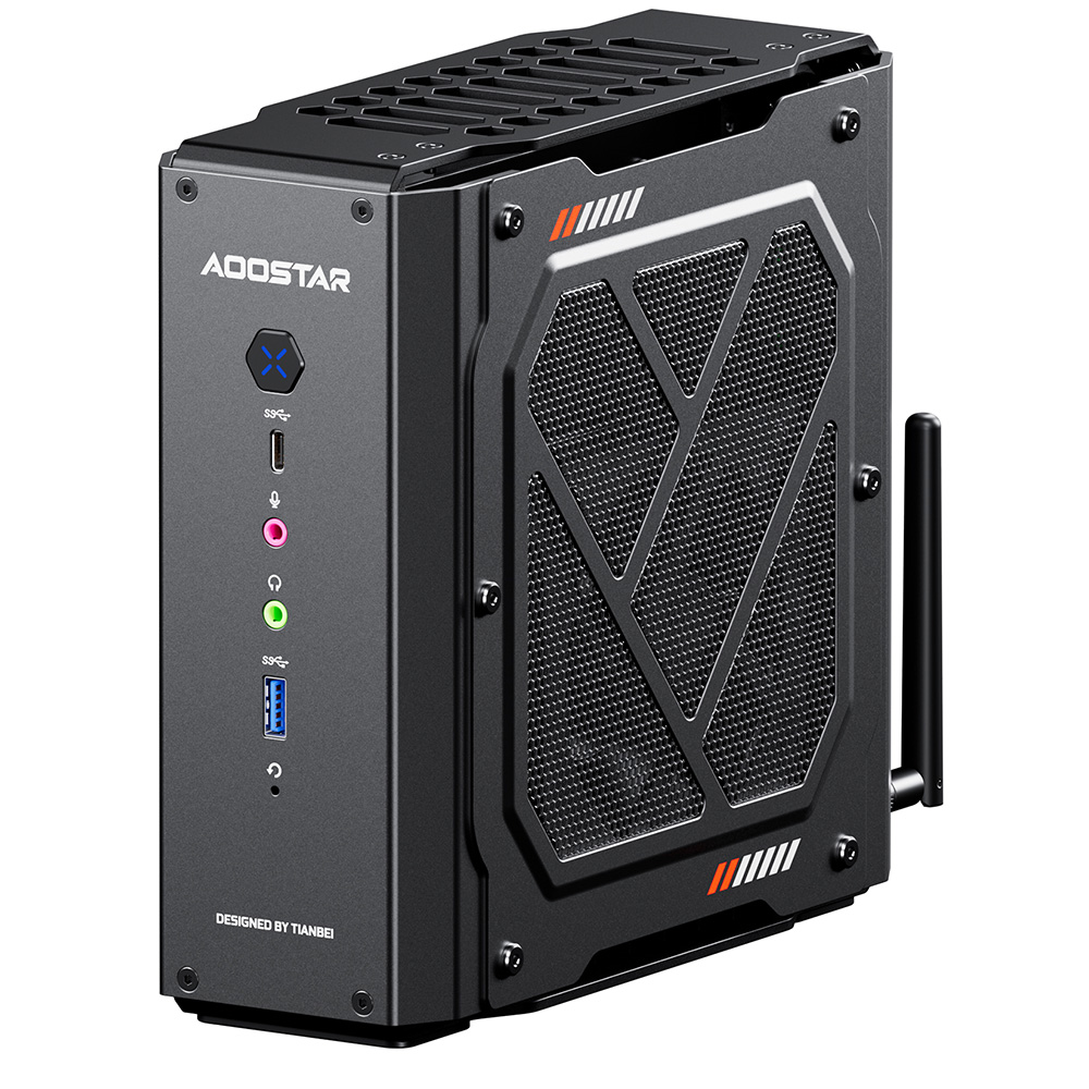 AOOSTAR GODY Mini PC, AMD Ryzen 9 7940HX 16 Cores Max 5.2GHz, AMD Radeon RX 7600XT 8GB GDDR6, 32GB RAM 1TB SSD, HDMI + DP + USB4 4K 120Hz Triple Display, WiFi 7, 5*USB3.2, 2*2.5G RJ45, 2*Type-C, 1*Headphone Jack - EU Plug