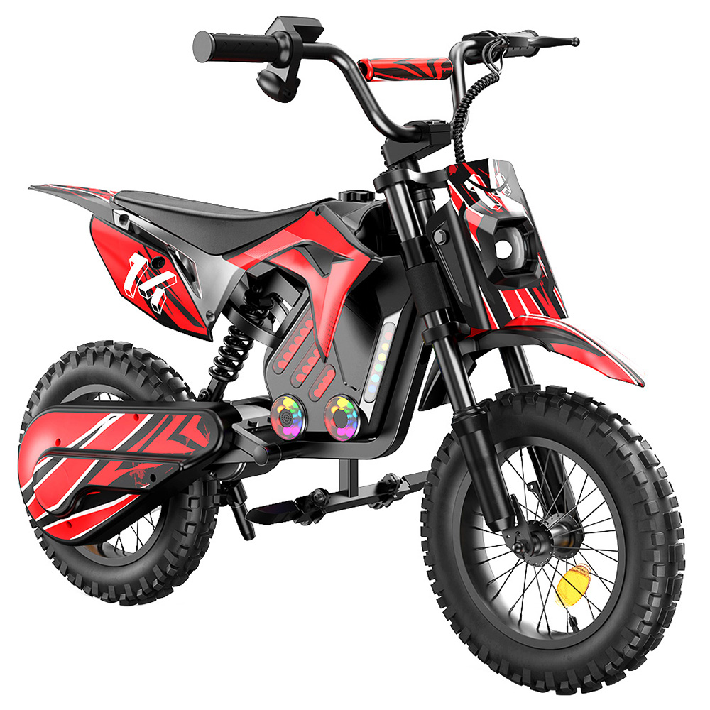 A14 Kids Electric Motorcycle, 500W Motor, 36V 5.2Ah Battery, 14 inch Tires, 27km/h Max Speed, 22km Range, Rear Disc Brake, Dual Shock Absorption, LCD Display - Red