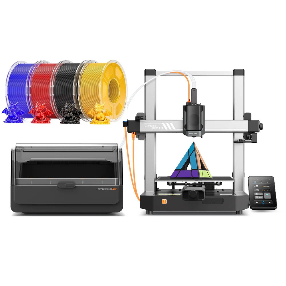 

Anycubic Kobra 3 V2 Combo 3D Printer + 4kg Mecpow High-Speed PETG Filament - Red, Blue, Black, and Yellow