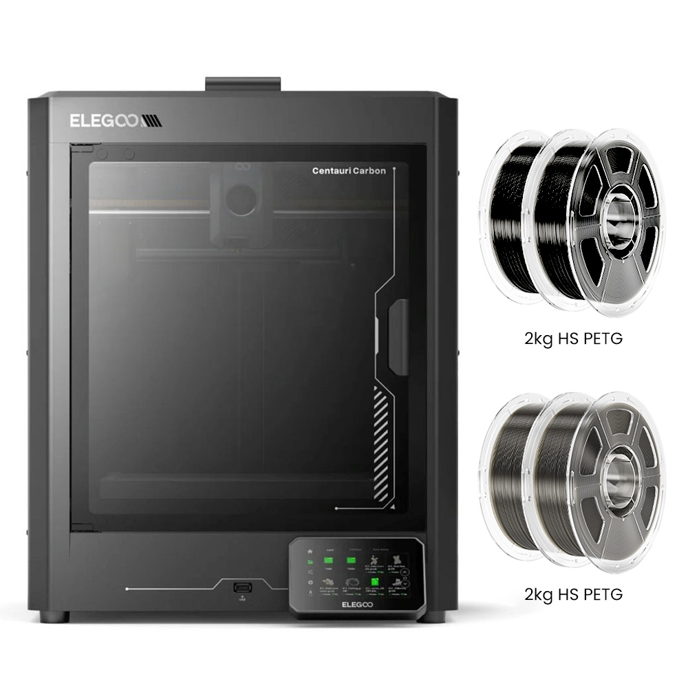 Elegoo Centauri Carbon 3D Printer + 4kg HS PETG Filament - 2kg Black/Smoke Grey