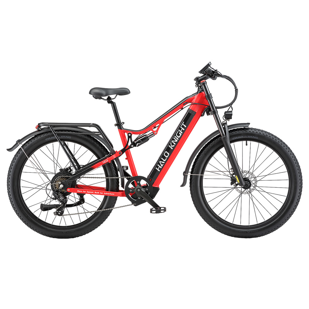 Halo Knight H03 Electric Bike, 1000W Motor, 48V 19.2Ah Battery, 27.5*3.0-inch Tire, 50km/h Max Speed, 90km Max Range, Hydraulic Brakes, Shimano 7-speed - Red