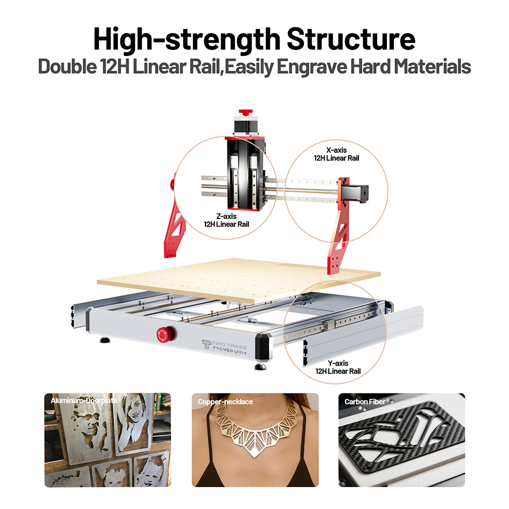 TWO TREES TTC450 Ultra CNC Router Machine + Air Cooling Kit + Wood ...
