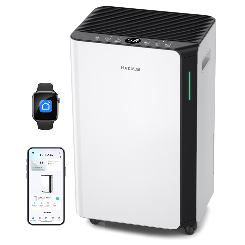 HUMILABS OL20-BD068CF Portable Dehumidifier, 20L Dehumidifier Capacity, Removable Filter, 4.5L Tank & Drain Hose, 3 Modes, 24-Hour Timer, Wi-Fi & App Control