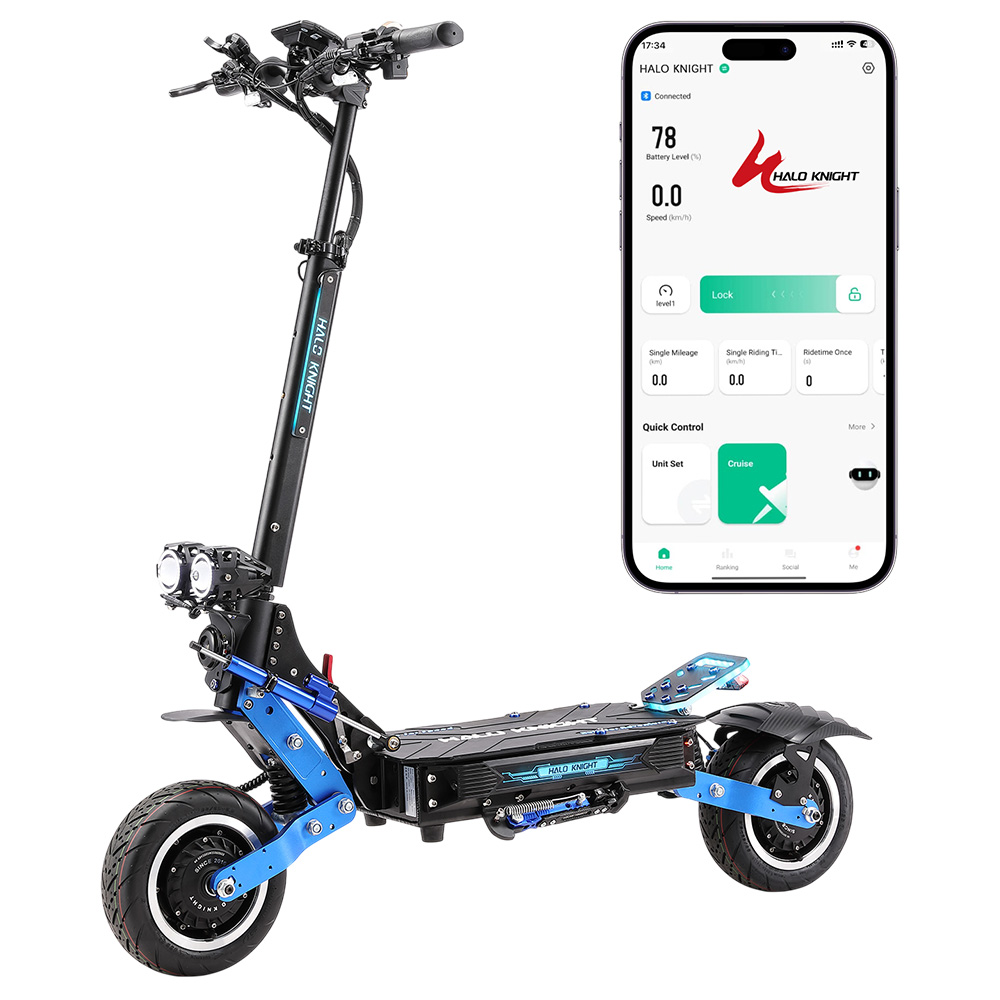 Halo Knight T108 Pro (2025 Version) Electric Scooter, 2*3000W Motor, 60V 38.4Ah Battery, 11-inch Tires, 95km/h Max Speed, 80km Range, Dual Hydraulic Brakes, Front & Rear Spring Suspension