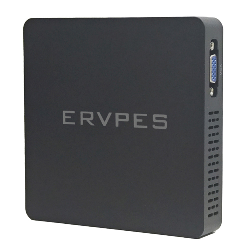 ERVPES B20E Mini PC, Intel J3710 4 Cores Max 2.64GHz, 8GB RAM 128GB SSD, Dual Screen Display, WiFi 5 Bluetooth 5.0, 2*USB3.0, 2*USB2.0, 1*Micro SD Card Slot, 1*HDMI, 1*VGA, 1*RJ45, 1*Headset Jack