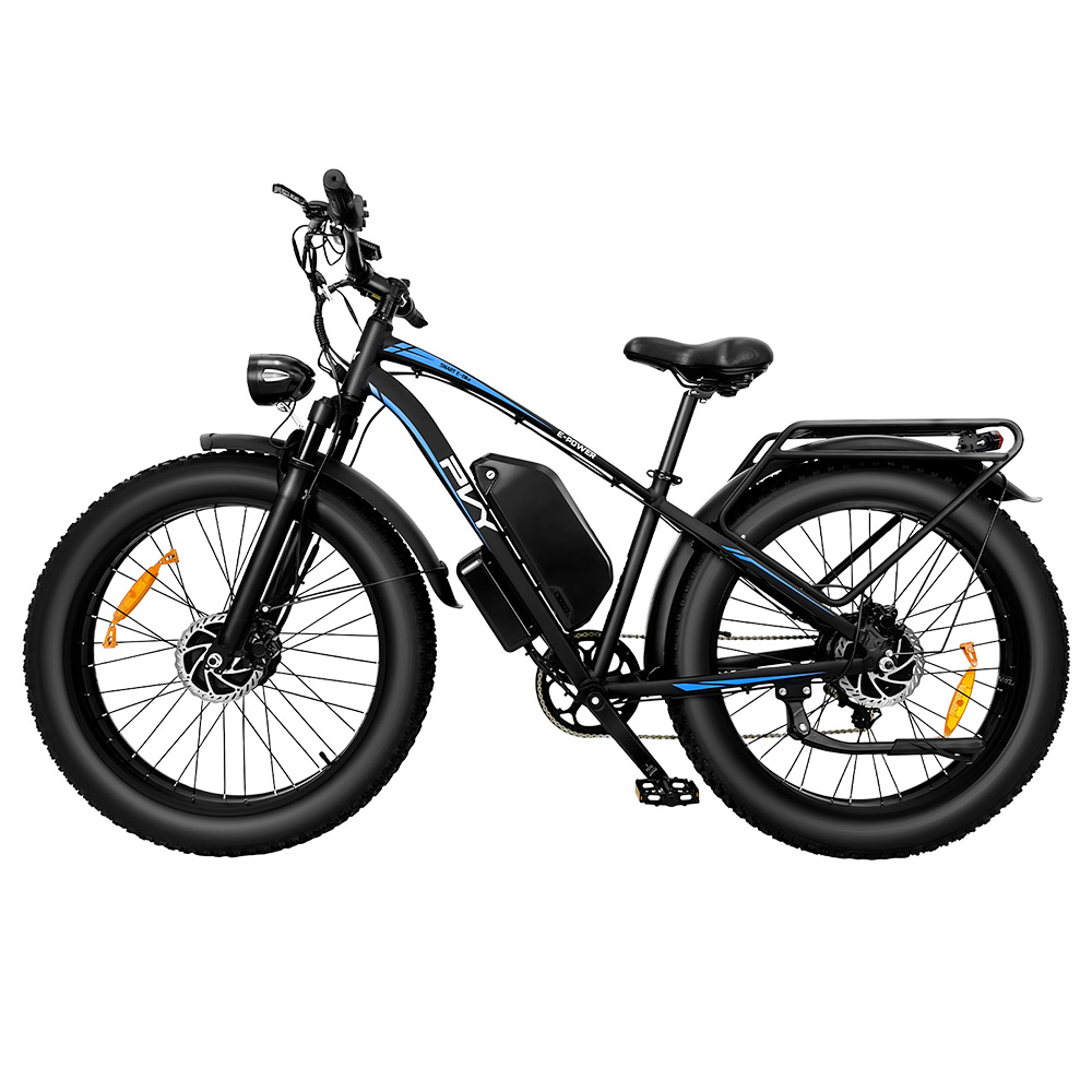 PVY MAX26 Electric Bike, 250W*2 Motor, 48V 30Ah Battery, 26*4.0 inch Tires, 25km/h Max Speed, 200km Range, Hydraulic Brake, Lockable Shock Absorbing Fork, Shimano 7-speed - Black