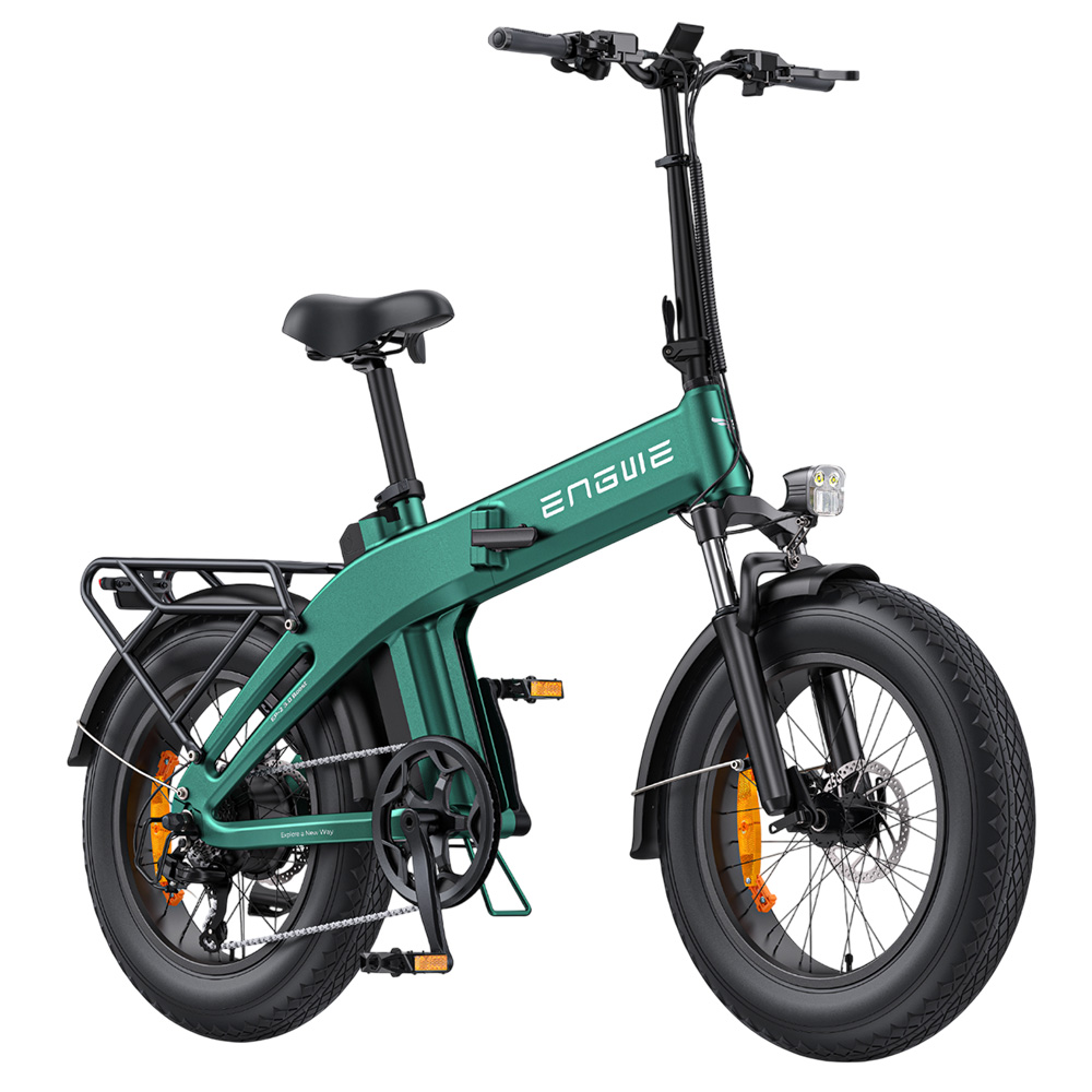 ENGWE EP-2 3.0 Boost Electric Bike, 250W Motor, 48V 13.5Ah Battery, 20*4 inch Tires, 120km Max Range, Hydraulic Brakes, Shimano 7-speed, Torque Sensor, App Control, Fast Charging- Green