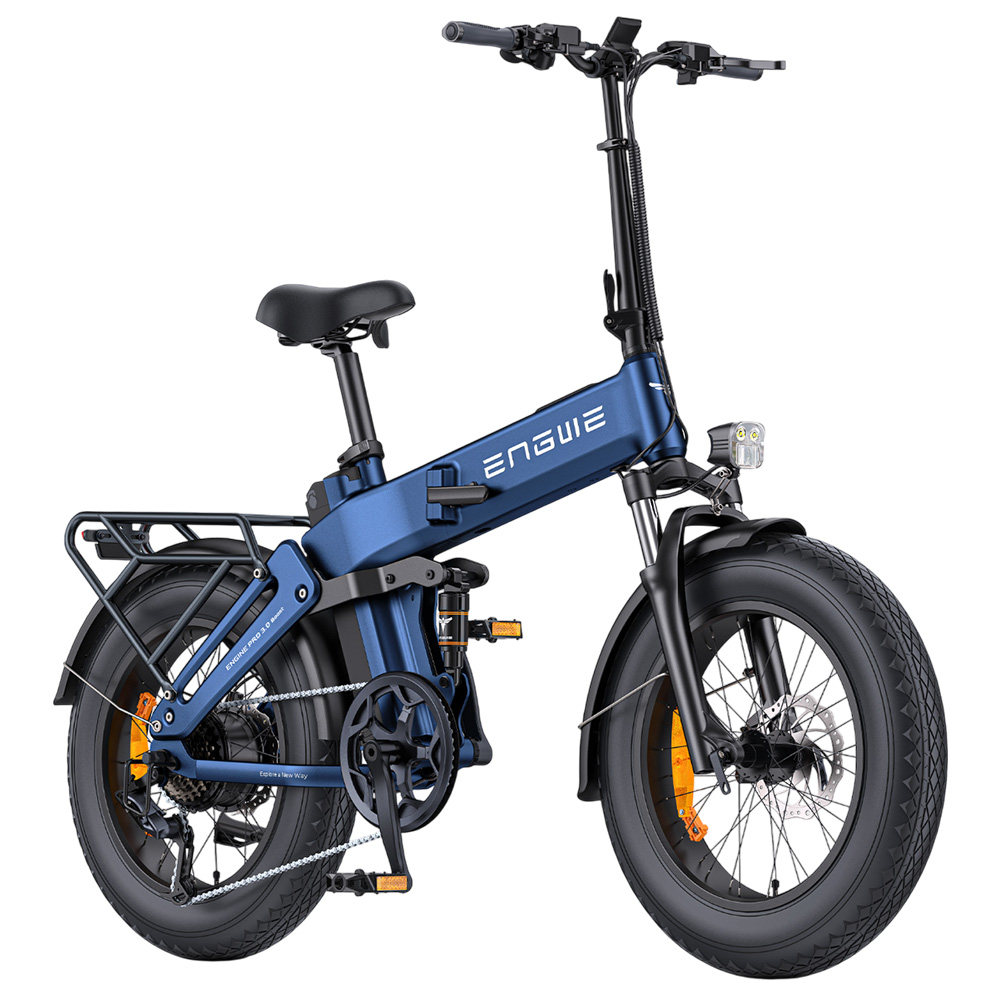 ENGWE Pro 3.0 Boost Electric Bike, 250W Motor, 48V 15Ah Battery, 20*4.0 inch Tires, 130km Range, Hydraulic Brake, Full Suspension, Shimano 7-speed, Torque Sensor, App Control - Blue