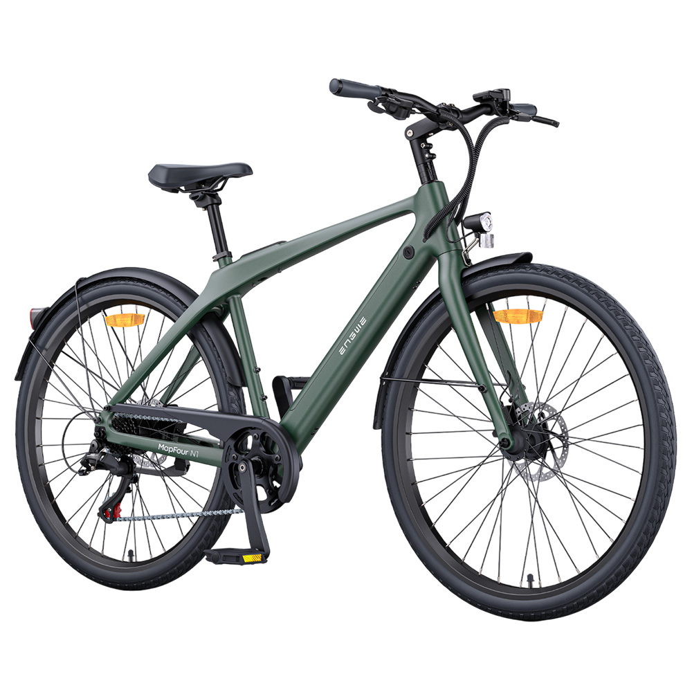 ENGWE MapFour N1 Air Electric Bike, 250W Motor, 36V 10Ah Battery, 700*38C Spoke Tires, 25km/h Max Speed, 100km Range, Front & Rear Hydraulic Disc Brakes, Shimano 7-speed, Torque Sensor, LCD Color Display - Green
