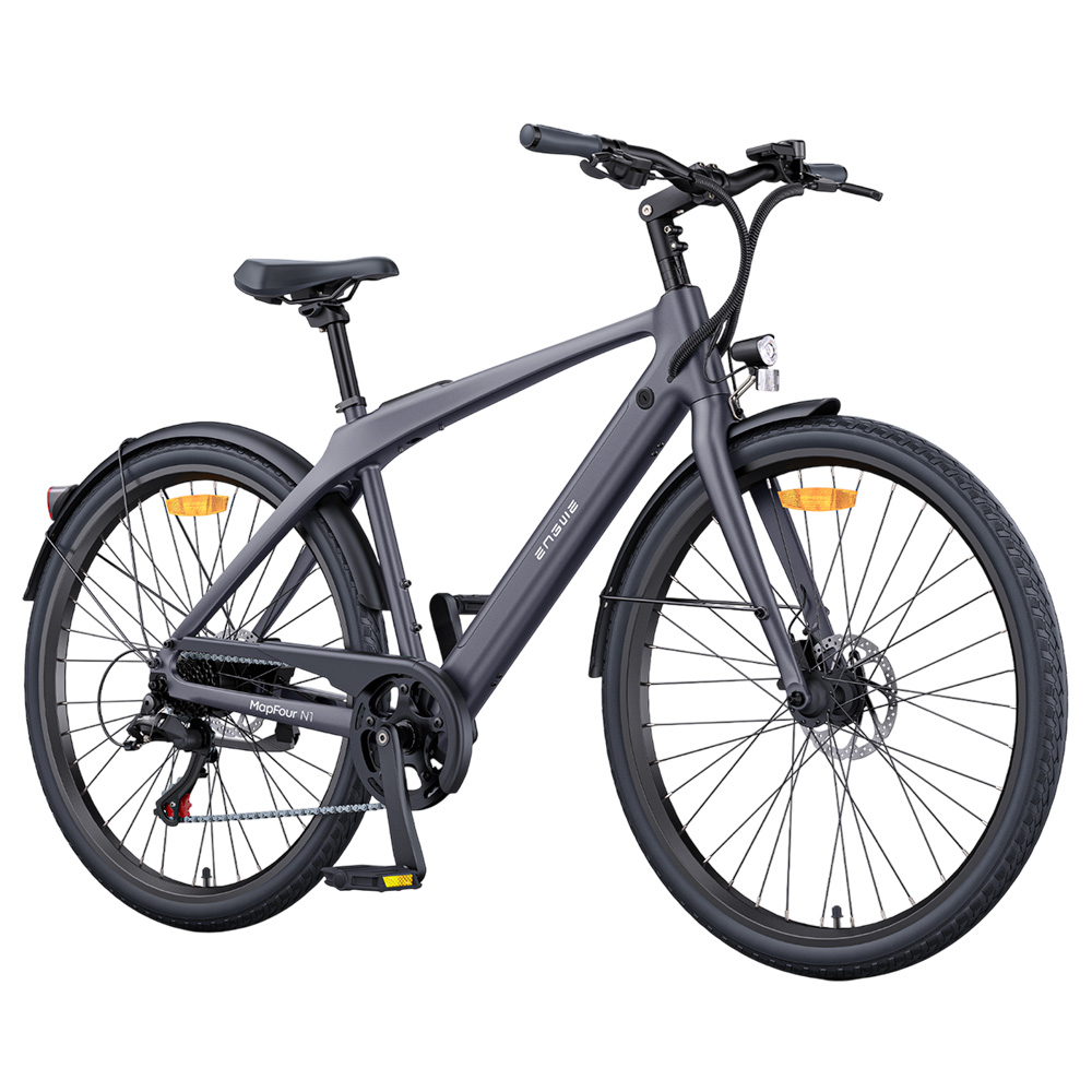 ENGWE MapFour N1 Air Electric Bike, 250W Motor, 36V 10Ah Battery, 700*38C Spoke Tires, 25km/h Max Speed, 100km Range, Front & Rear Hydraulic Disc Brakes, Shimano 7-speed, Torque Sensor, LCD Color Display - Grey