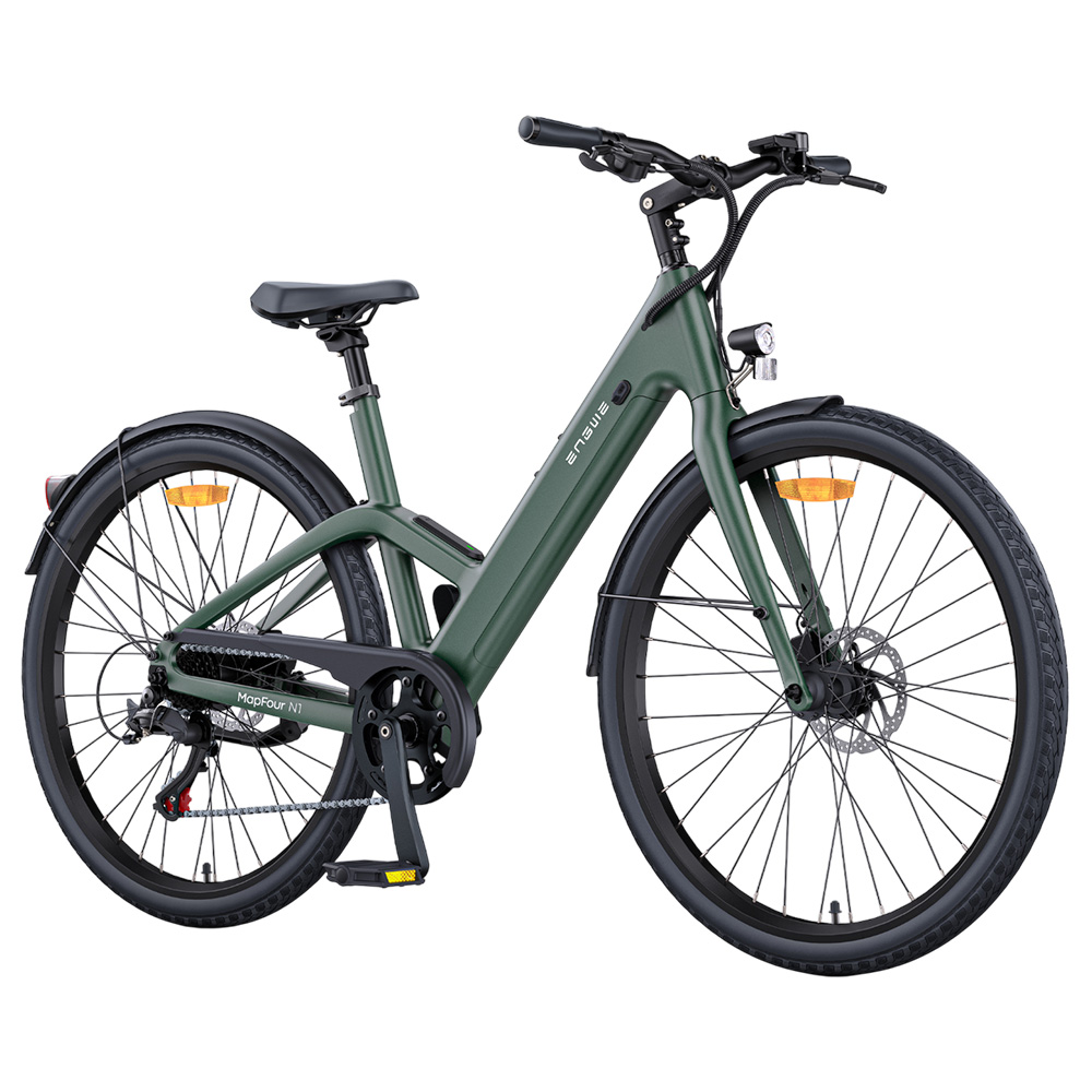 ENGWE MapFour N1 Air ST Electric Bike, 250W Motor, 36V 10Ah Battery, 700*38C Spoke Tires, 25km/h Max Speed, 100km Range, Front & Rear Hydraulic Disc Brakes, Shimano 7-speed, Torque Sensor, LCD Color Display - Green