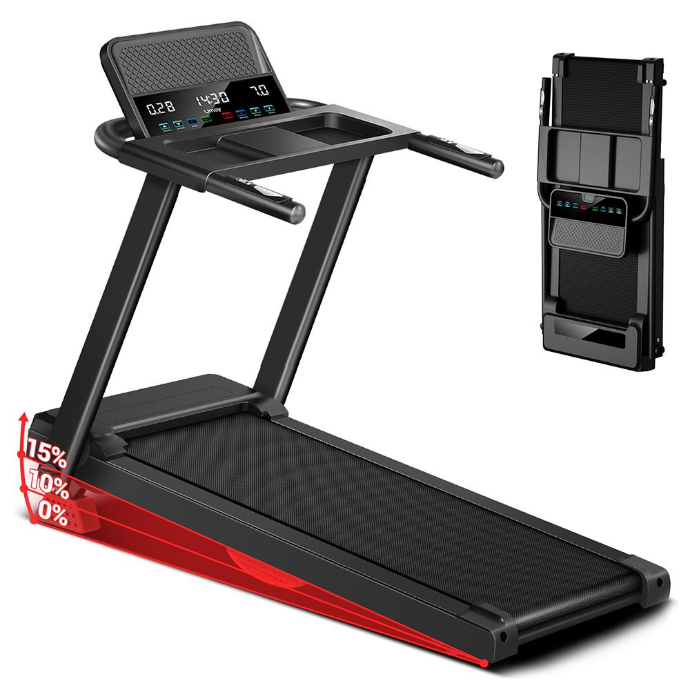 ROBORE P8 Foldable Treadmill 14KM/H, 12 Built-in Programs, with Heart Rate Sensor, Dual Cushion System, 136kg Weight Capacity