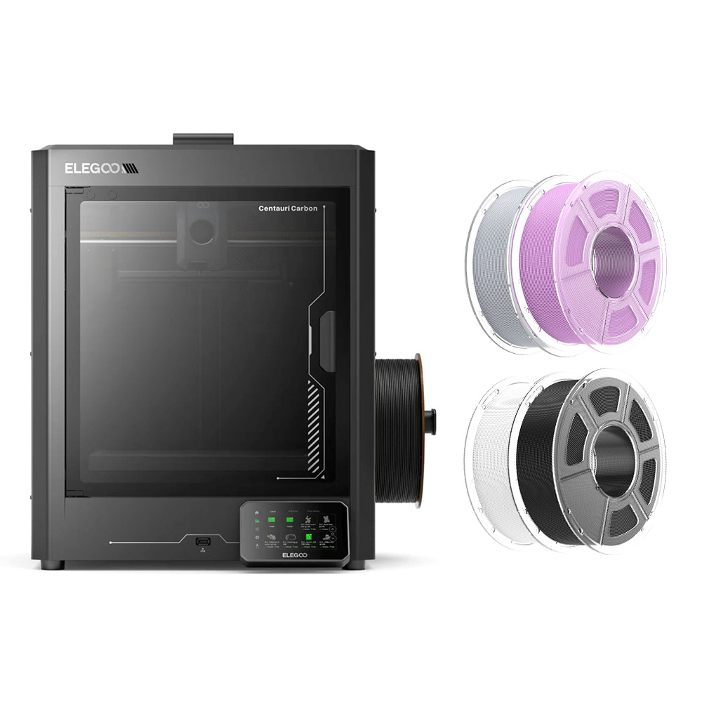 Elegoo Centauri Carbon 3D Printer + 4kg Mecpow HS PLA+ Filament - White/Lilac/Gray/Black