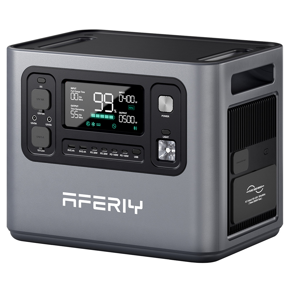 AFERIY P280 Portable Power Station, 2800W AC Output, 2048Wh LiFePO4 Battery, Expandable Capacity, 15 Outputs, Fast AC/Solar Recharge, Smart App Control & 10ms UPS Backup