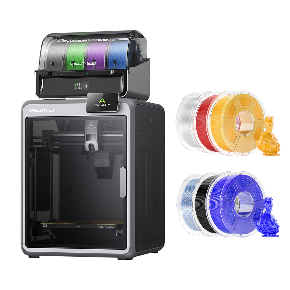 Creality K2 Combo 3D Printer + 6kg Mecpow HS PETG Filament - Red/Yellow/Black/Solid Blue/Transparent/Light Blue