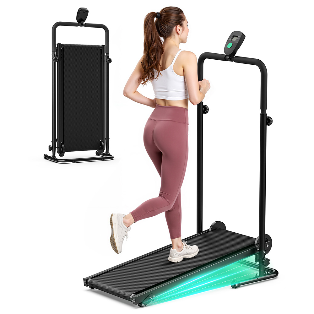 Akluer RJ401 Non-Motorized Treadmill with 5% Incline, 3 Speed Levels, 92x39cm Running Area, 150kg Max Load, 6-Layer Anti-Slip Belt, LED Display & Shock Absorption