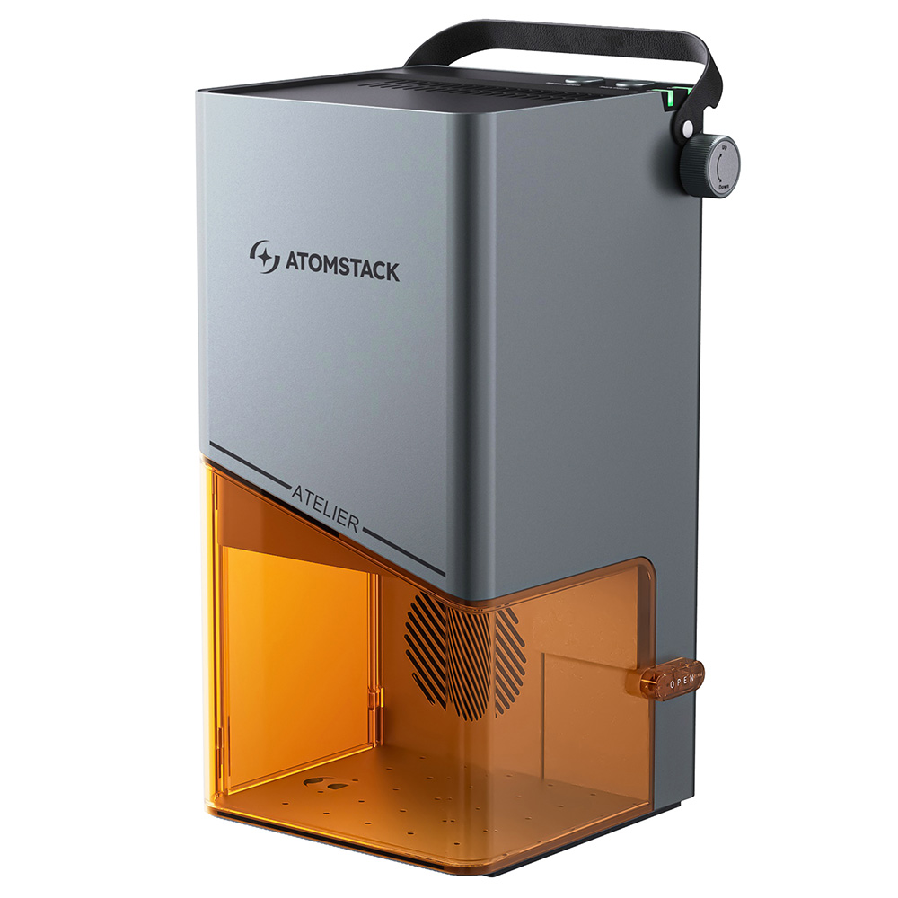 ATOMSTACK Atelier 12W FDA Class 1 Diode Laser Engraver, 4000mm/s Speed, 0.01mm Accuracy, 120x120mm Working Area, Built-in HD Camera, Compatible with Wood/Metal/Leather/Felt