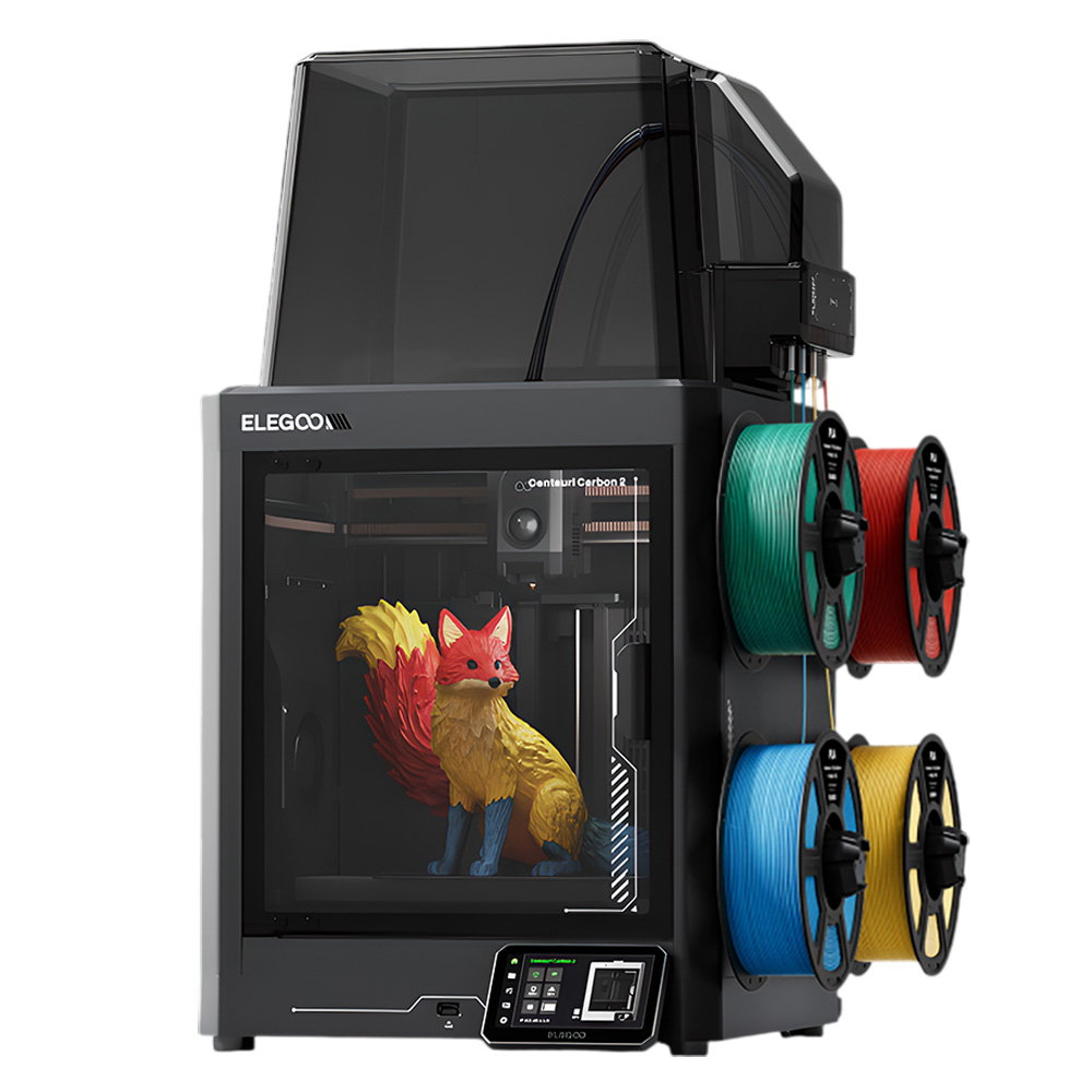 Elegoo Centauri Carbon 2 Multicolor 3D Printer, 4 Colors Printing CoreXY 500mm/s High-Speed, 350°C Nozzle, Carbon Fiber/PLA/ABS Compatible, LED Strip, 256*256*256mm