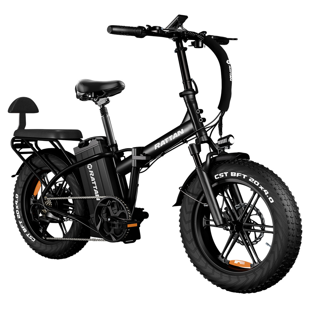 RATTAN LM Ultra Electric Bike, 1000W Motor, 48V 40.5Ah Battery, 20*4 inch Tires, 50km/h Max Speed, 190km Max Range, Hydraulic Brake, Full Suspension, Color Display - Black