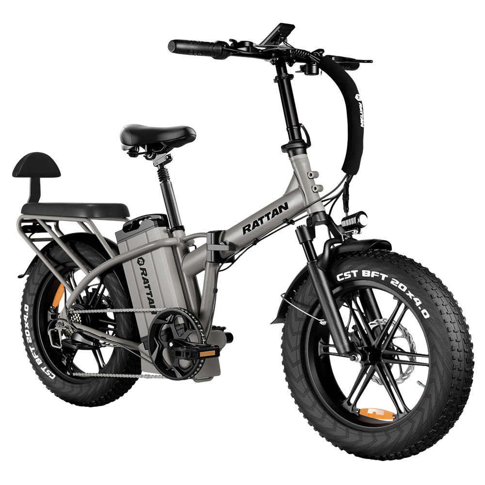 RATTAN LM Ultra Electric Bike, 1000W Motor, 48V 40.5Ah Battery, 20*4 inch Tires, 50km/h Max Speed, 190km Max Range, Hydraulic Brake, Full Suspension, Color Display - Grey