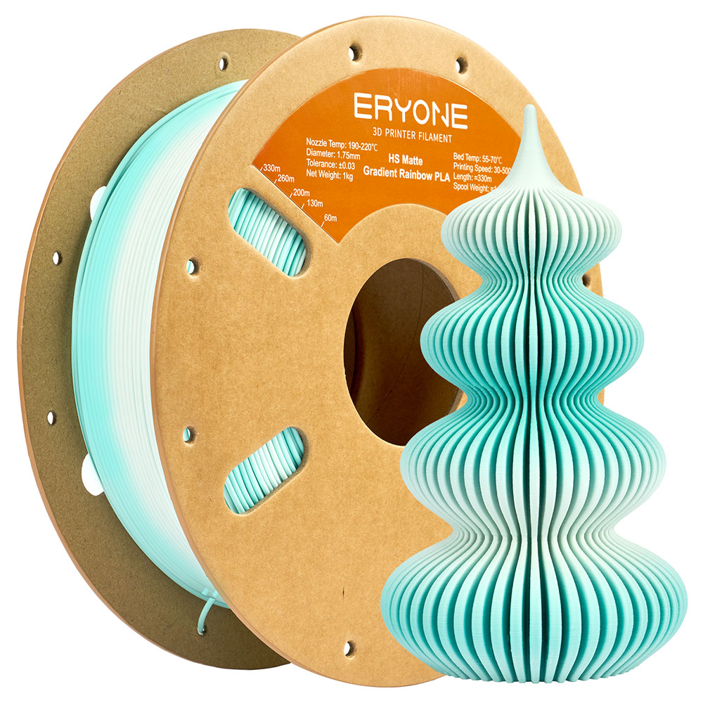 ERYONE High Speed Matte Gradient PLA Filament, 1kg - Mint Green & White