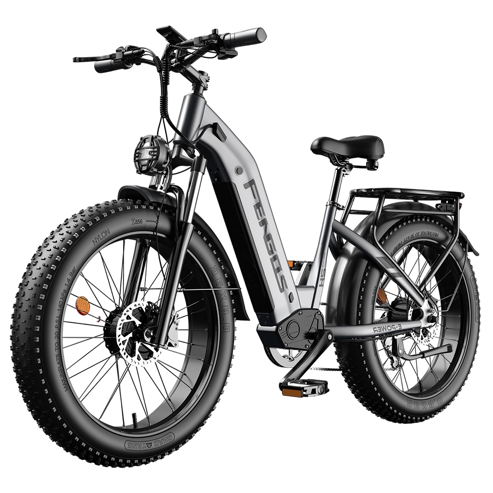 FENGQS H2 Electric Bike, 2*1000W Motor, 52V 20Ah Battery, 26*4.0 inch Tires, 50km/h Max Speed, 145km Max Range, Hydraulic Disc Brakes, Front Suspension, Shimano 7-speed - Grey
