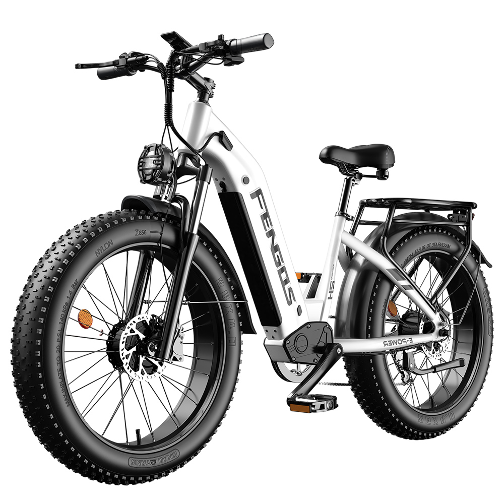 FENGQS H2 Electric Bike, 2*1000W Motor, 52V 20Ah Battery, 26*4.0 inch Tires, 50km/h Max Speed, 145km Max Range, Hydraulic Disc Brakes, Front Suspension, Shimano 7-speed - White