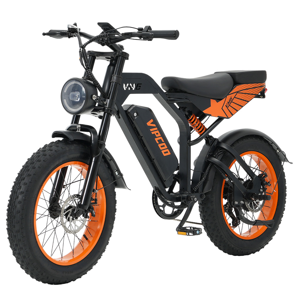 Vipcoo VM6 Electric Bike, 750W Motor, 48V 18.2Ah Battery, 20*4 inch Tires, 40km/h Max Speed, 75km Max Range, Front & Rear Mechanical Disc Brake, Rear Shock Absorber, Shimano 7-speed
