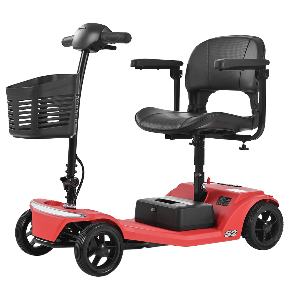 Sweetrich S2 Mobility Scooter, 250W Motor, 24V 12Ah Battery, 6km/h Max Speed, 15km Range - Red