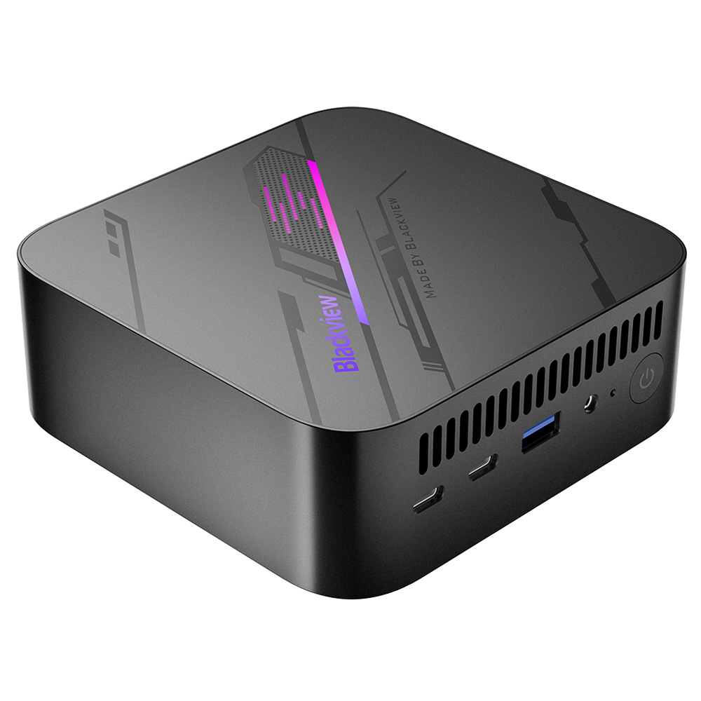 Blackview MP100 Mini PC, AMD Ryzen 7 7430U 6 Cores Max 4.3GHz, 16GB RAM 512GB SSD, DP+HDMI+Type-C Triple Display, WiFi 6 Bluetooth 5.2, 2*Fully-featured Type-C, 2*USB 3.2, 1*USB 2.0, 1*RJ45, 1*Audio Jack