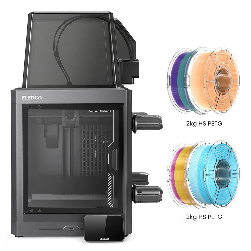 Elegoo Centauri Carbon 2 Combo 3D Printer + 4kg HS PETG Filament - Orange-White/Blue-White/Pink-Yellow/Green-Purple