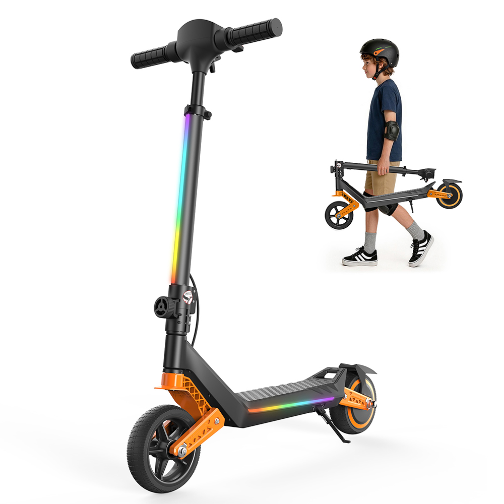 iScooter K6 Gyerek Elektromos Roller, 150W motor, 21V 2.6Ah akkumulátor, 16km/h maximum sebesség, 9km hatótáv, 3 sebességfokozat, állítható magasság, összecsukható LED lámpákkal és Bluetooth-szal, 70kg terhelhetőség