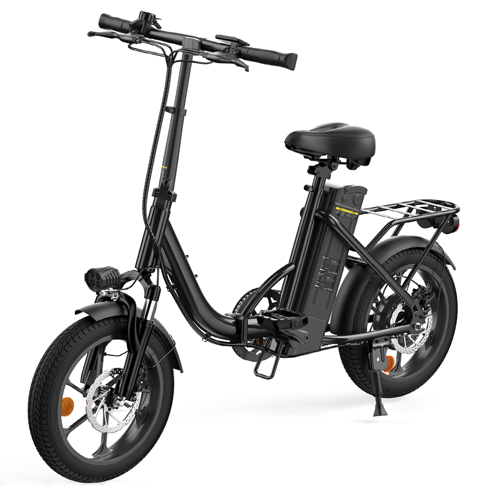 U4 összecsukható elektromos kerékpár, 500W-os motor, 36V 10.4Ah akkumulátor, akár 90 km hatótáv, 30 km/h maximális sebesség, 16"-os gumik, első felfüggesztés, dupla tárcsafék, LCD kijelző, 120 kg teherbírás