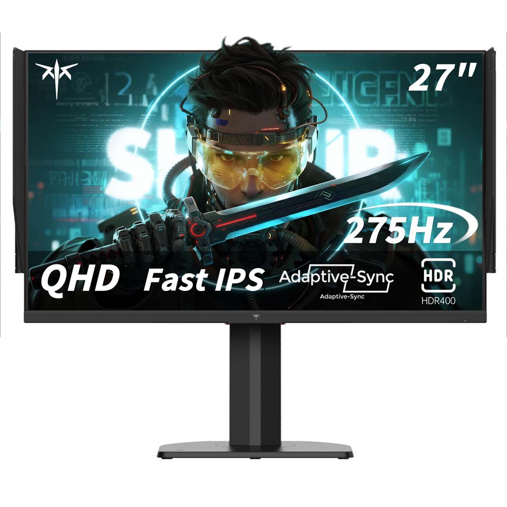 KTC H27E8 Gaming Monitor, 27-inch 2560×1440 Fast IPS Screen, 240Hz Refresh Rate & 275Hz OC, 1ms MPRT Response Time, HDR400, FreeSync & G-Sync Compatible, Low Blue Light & Flicker-Free, Adjustable Stand & 100x100mm VESA Mount Supported