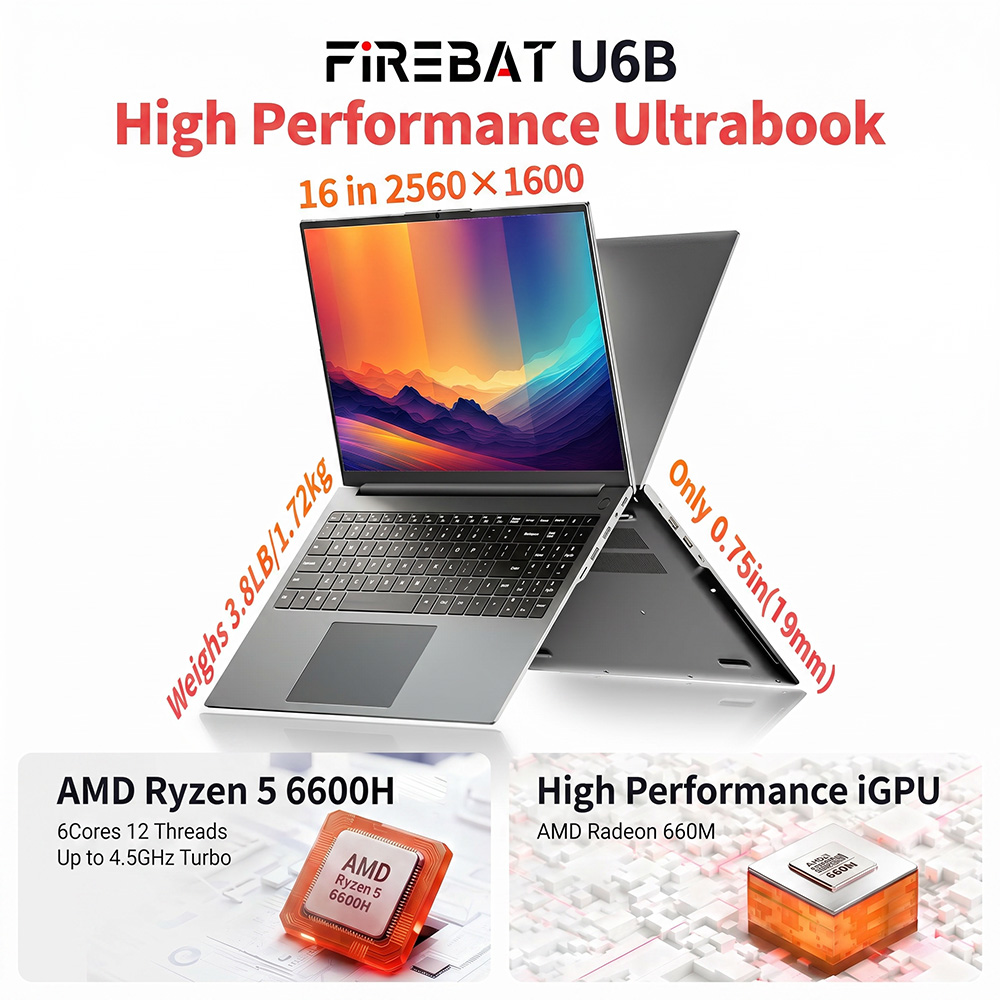 FIREBAT U6B – Az asztali igásló, ami 120 hertzes 2.5K kijelzővel vágja arcon az alulméretezett ultrabookokat kép 2