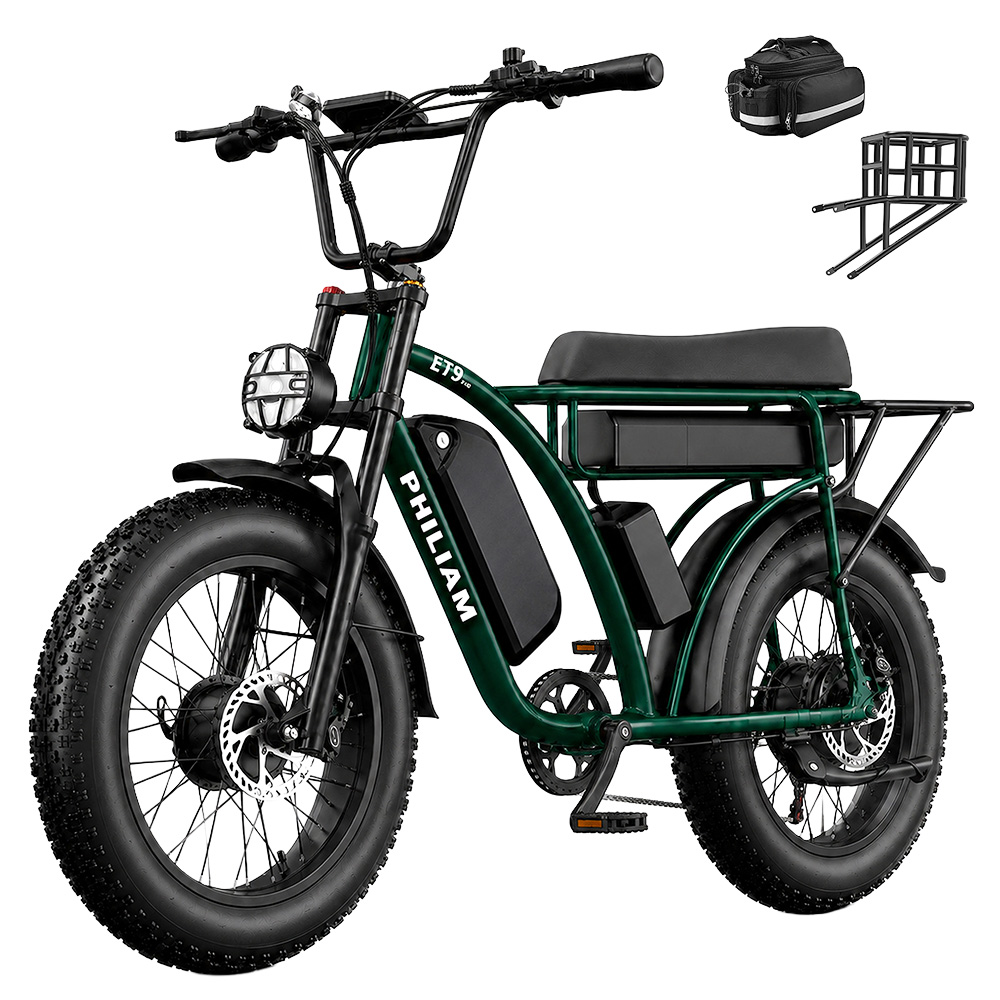 PHILIAM ET9 Elcykel med dubbla motorer 1000W*2 52V 25Ah*2
