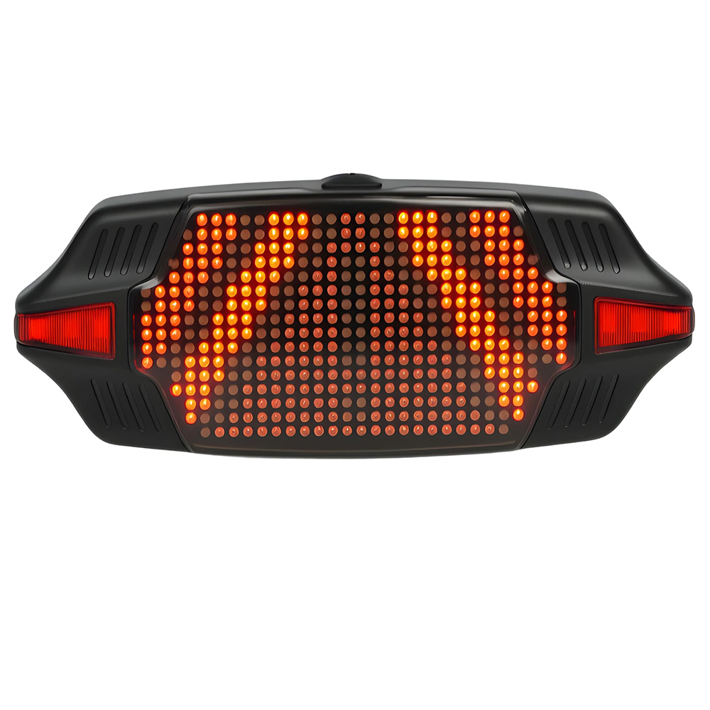 B2 DIY Smart cykelbaklykta, 30×16 pixlars LED-skärm, Bluetooth-appanpassning, 1000 mAh uppladdningsbart batteri, typ-C-laddning