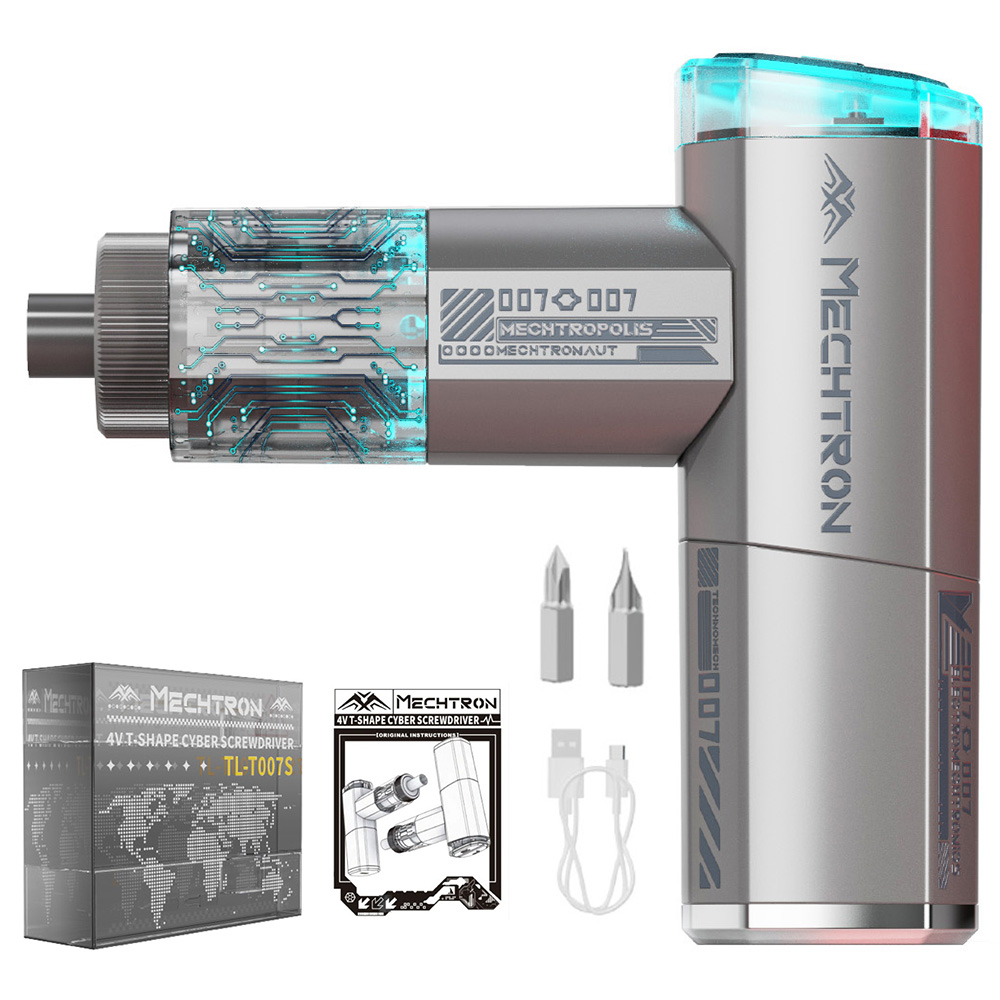 MECHTRON TL-T007S 4V T-Shape Cyber Screwdriver, 5N·m Electric Torque, 8N·m Manual Torque, 270RPM Speed, Magnetic Quick-Release Bits, LED Light, 1500mAh Battery, USB Charging