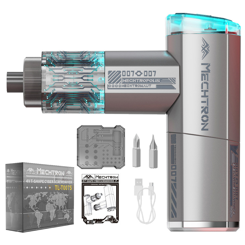 MECHTRON TL-T007S PRO 4V T-Shape Cyber Screwdriver, 5N·m Electric Torque, 8N·m Manual Torque, 270RPM Speed, Magnetic Quick-Release Bits, LED Light, 1500mAh Battery, USB Charging
