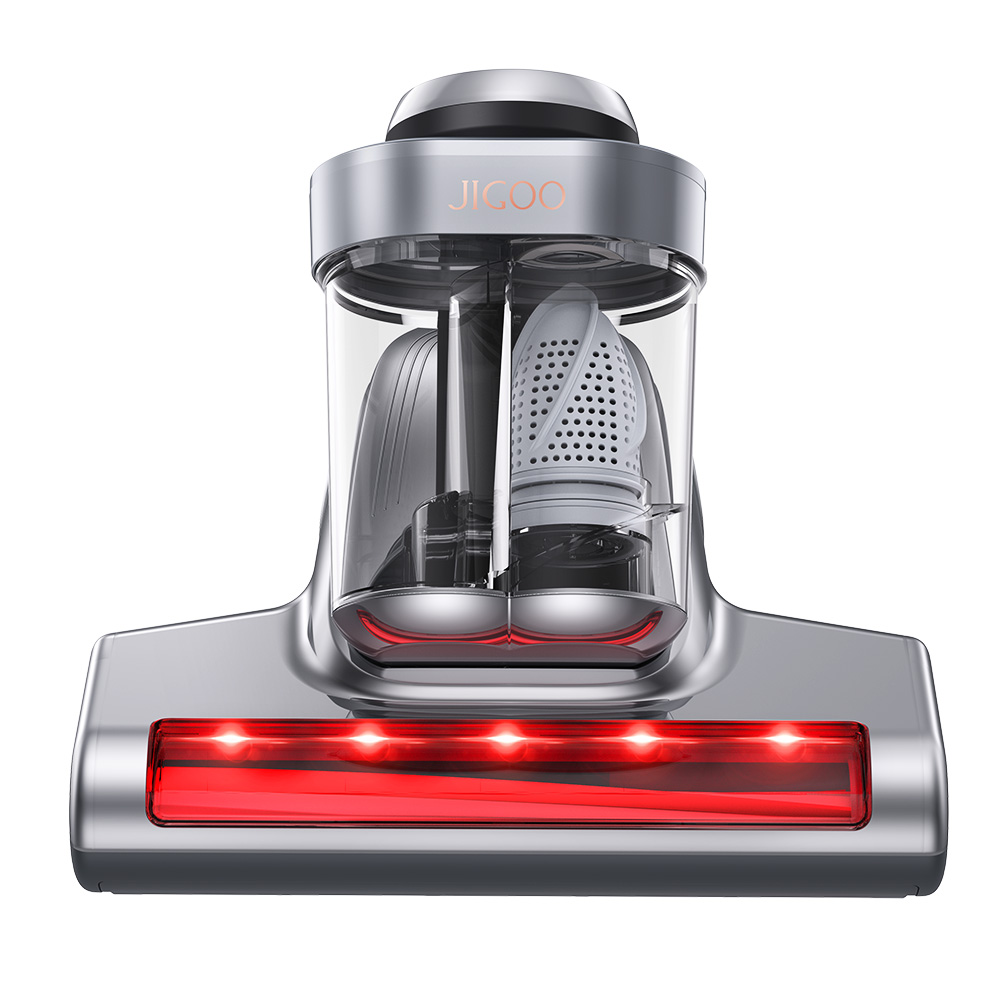 Refurbished JIGOO J300 Pro Smart Mattress Vacuum Cleaner, 550W, 48000RPM Tapping, 14KPa Suction, Dual-Cup Filtration, UV Sterilization, 60°C Hot Air, 0.5L Dust Cup, Dust Mite Detection