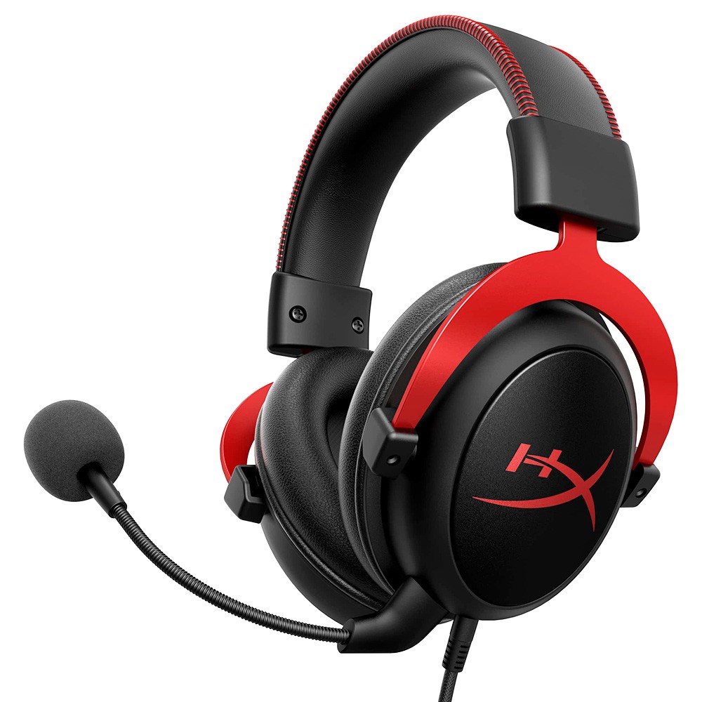 HyperX Cloud II Wired Gaming Headset, 53mm Drivers, Virtual 7.1 Surround Sound, Noise-Cancelling Detachable Microphone, 3.5mm + USB, Over-Ear, for PC, PS5, PS4, Xbox, Nintendo Switch