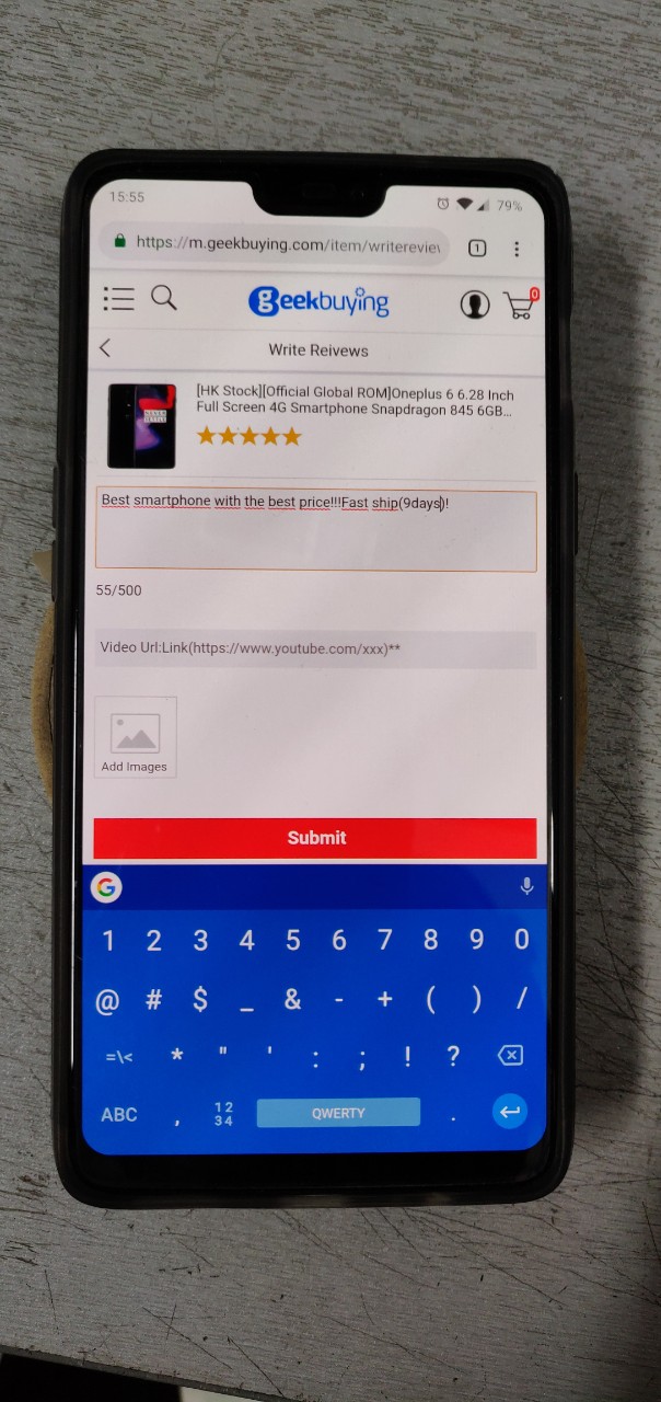 Oneplus 6 6.28 Inch Full Screen 4G Smartphone Snapdragon 845 6GB 64GB 20.0MP+16.0MP Dual Rear Cameras Android 8.1 NFC Dash Charge Type-C Global ROM - Mirror Black