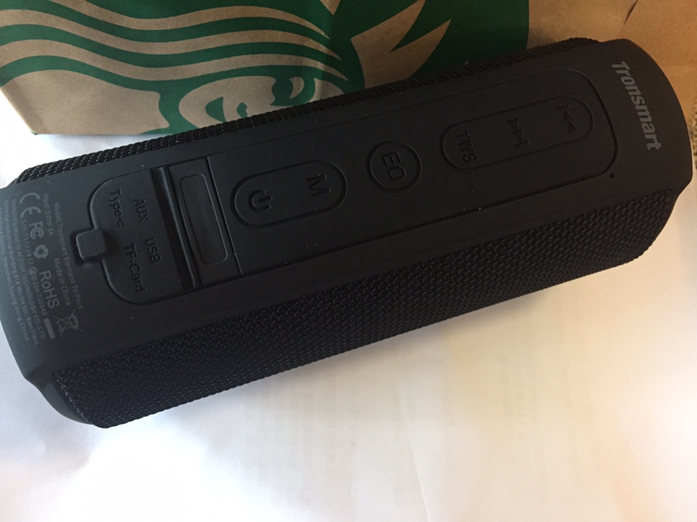 Tronsmart Element T6 Plus Portable Bluetooth 5.0 Speaker with 40W Max Output, Deep Bass, IPX6 Waterproof, TWS - Black